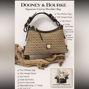 Dooney & Bourke DB Signature Canvas Shoulder Bag Pink Lining NWOT Y2K Classic